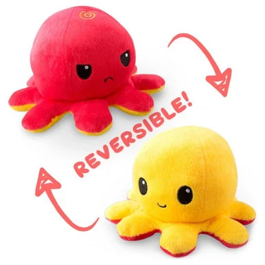 TeeTurtle TEE2485TYPLA1 Reversible Octopus Plushie Red & Yellow - Tee Turtle
