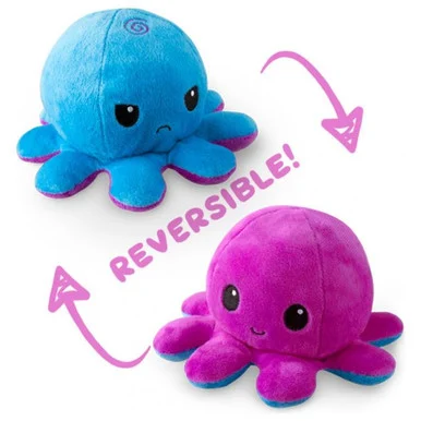 TeeTurtle TEE2485TYPLB1 Reversible Octopus Plushie Purple & Blue - Tee Turtle