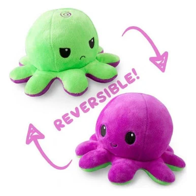 TeeTurtle TEE2485TYPLD1 Reversible Octopus Plushie Purple & Green - Tee Turtle