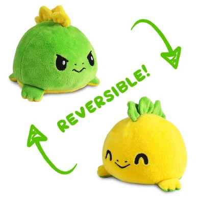 TeeTurtle TEE5357TYPLA1 Reversible Stegosaurus Plushie Yellow & Green - Tee Turtle