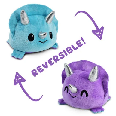 TeeTurtle TEE5622TYPLA1 Reversible Triceratops Plushie Purple & Blue - Tee Turtle