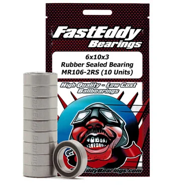 FastEddy Bearings 274 Sealed Bearing Kit: 6x10x3mm Rubber Sealed Bearing (10) MR106-2RS