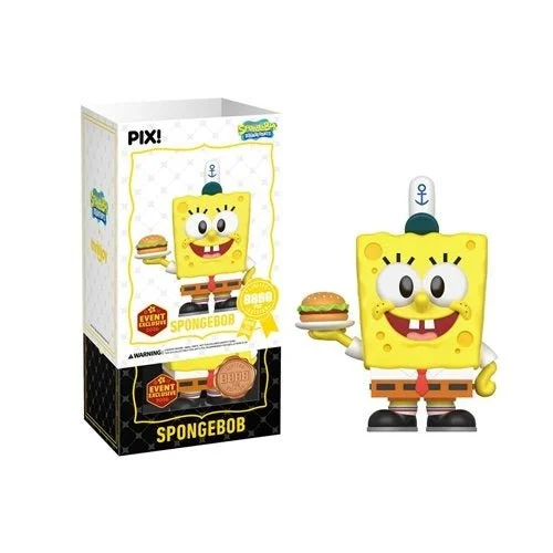 ThrillJoy Pix! SpongeBob SquarePants with Krabby Patty Vinyl Figure - 2026 Convention Exclusive