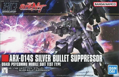 Bandai 5057694 #225 ARX-014S Silver Bullet Suppresor Quasi Psycommu Mobile Suit Test Type HGUC 1/144 Scale Model Kit