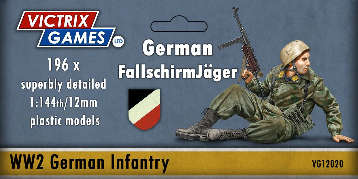 German Fallschirmjäger WWII, 1:144 (12 mm) Scale Model Plastic Figures - Victrix