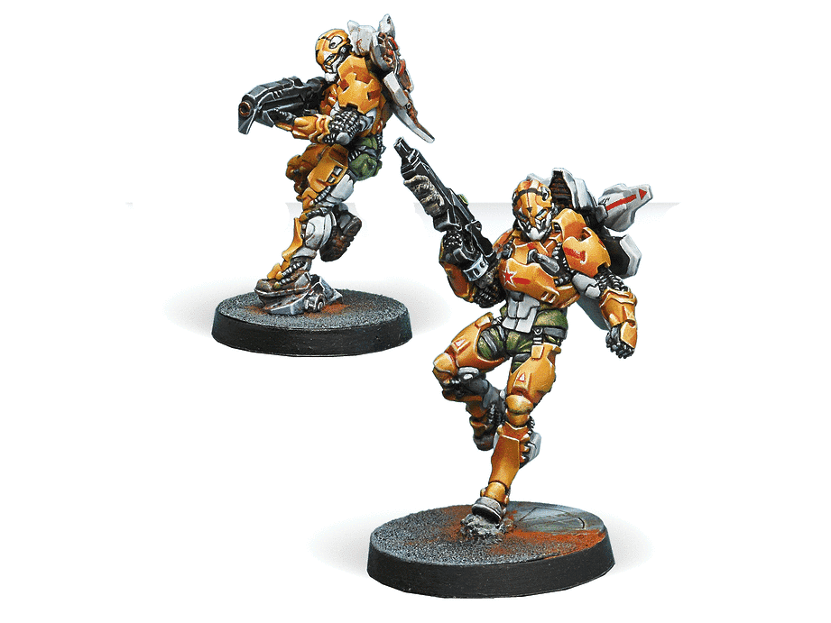 Infinity Yu Jing Tiger Soldiers (Spitfire/ Boarding Shotgun) Miniature Game Figures - Corvus Belli