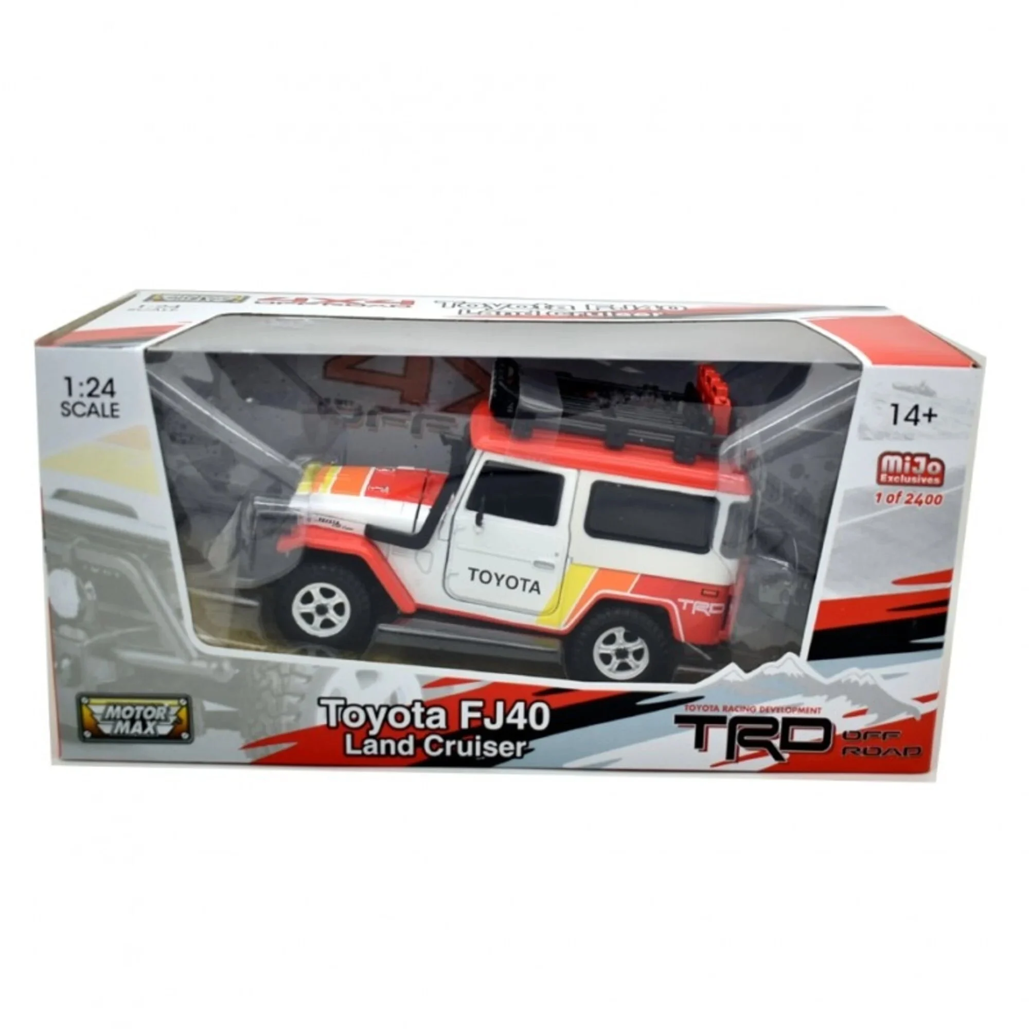Motromax 1980 Toyota FJ40 Land Cruiser TRD Hard Top Off Road 1/24 Scale Diecast Car - Motormax