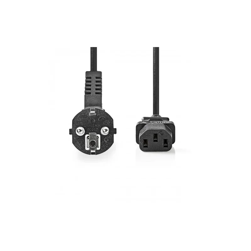 Three-pole Male Schuko Power Cable -IEC-320-C13 - 2m - Black