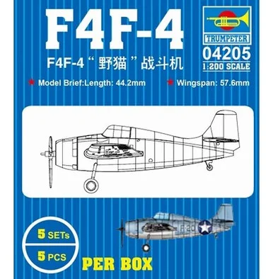 Trumpeter 04205 F4F-4 Wildcat Fighter 1/200 Scale Model Kit 5 Pack