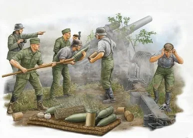 1/35 Trumpeter German Field Howitzer Firing Crew Figure Set (5)