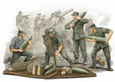 1/35 Trumpeter German Field Howitzer Carrying Crew Figure Set (4)