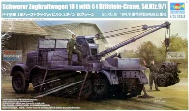 TRP09576 1:35 Trumpeter Schwerer Zugkraftwagen 18t with 6t Billstein Crane Sd.kfz.9/1