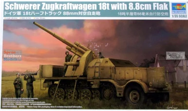 TRP09577 1:35 Trumpeter Schwerer Zugkraftwagen 18t with 8.8cm Flak