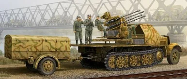1/35 Trumpeter German SdKfz 7/1 Halftrack Late Version w/2cm Flak 38 Gun & Supply Trailer