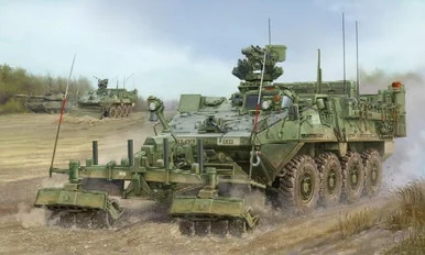 1/35 Trumpeter M1132 Stryker Engineer Squad Vehicle (ESV) w/LWMR Mine Roller/SOB