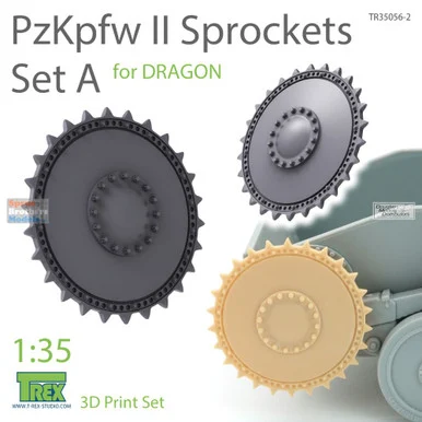 TRXTR35056-2 1:35 TRex - Panzer PzKpfw II Sprocket Set A (DRA kit)