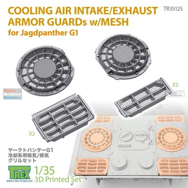 TRXTR35125 1:35 TRex Cooling Air Intake/Exhaust Armor Guards with Mesh for Jagdpanther G1 - T-Rex Studio