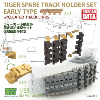 TRXTR35200-2 1:35 TRex - Tiger Spare Track Holders Set Early Type with Cleated Tread Tracks