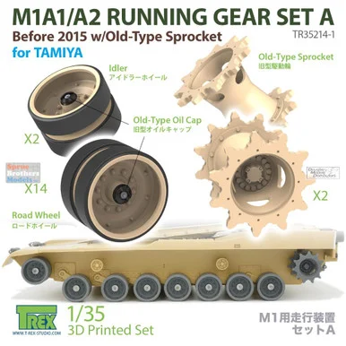 TRXTR35214-1 1:35 TRex - M1A1/M1A2 Running Gear Set A (<2015 with Old Type Sprocket) (TAM kit)