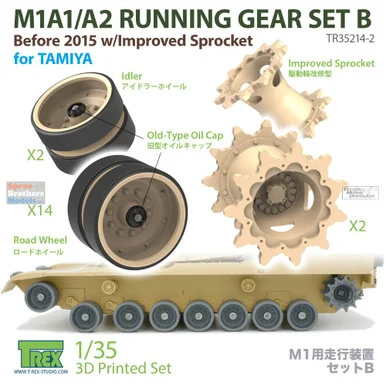 TRXTR35214-2 1:35 TRex - M1A1/M1A2 Running Gear Set B (<2015 with Improved Sprocket) (TAM kit)