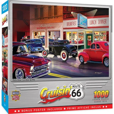 MasterPieces 71514 Cruisin' Route 66, Phil's Diner 1000 Piece Jigsaw Puzzle - Masterpiece Puzzles