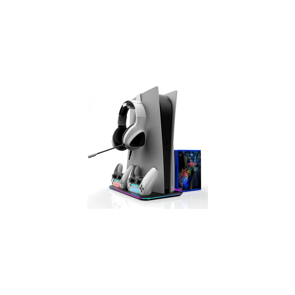 RGB Ventilated Charging Station for PS5/PS5 Slim - White