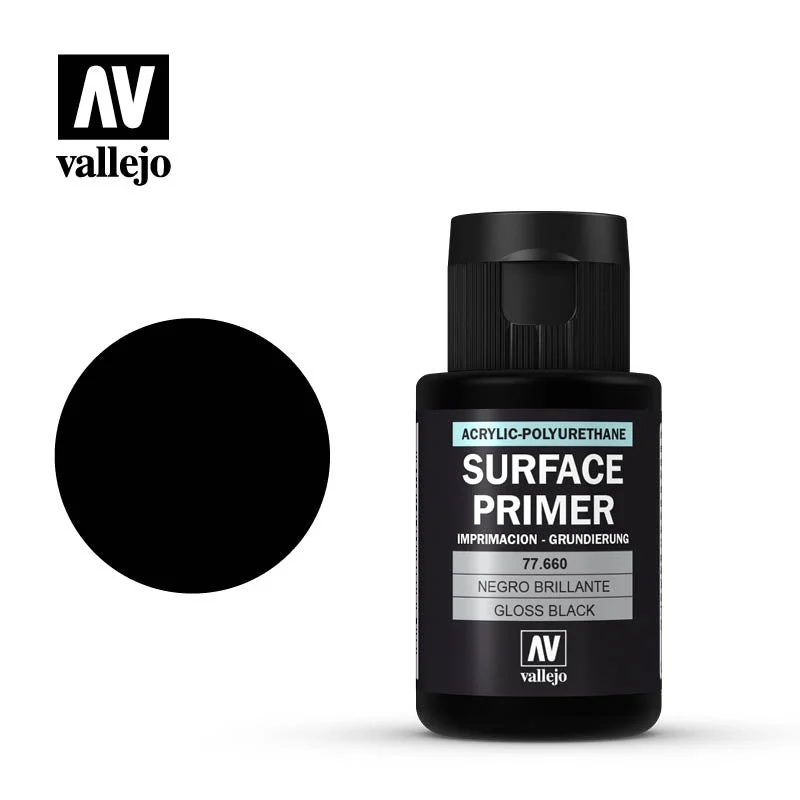 Metal Color Gloss Black Surface Primer, 32 ml Bottle - Vallejo