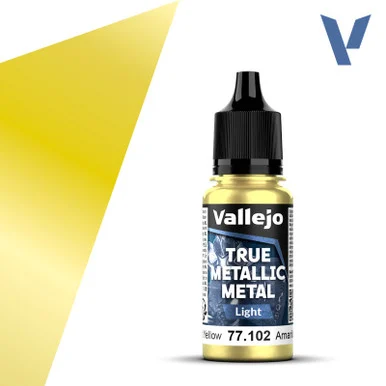 Vallejo 77102 Radiant Yellow, Light True Metallic Metal 18ml Bottle