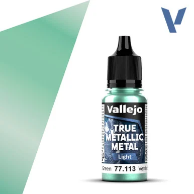 Vallejo 77113 Beetle Green, Light True Metallic Metal 18ml Bottle