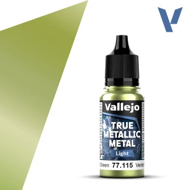 Vallejo 77115 Amber Green, Light True Metallic Metal 18ml Bottle