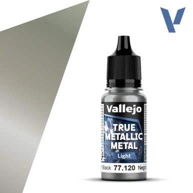 Vallejo 77120 Obsidian Black, Light True Metallic Metal 18ml Bottle