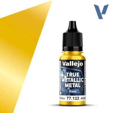 Vallejo 77122 Radiant Yellow, Base True Metallic Metal 18ml Bottle