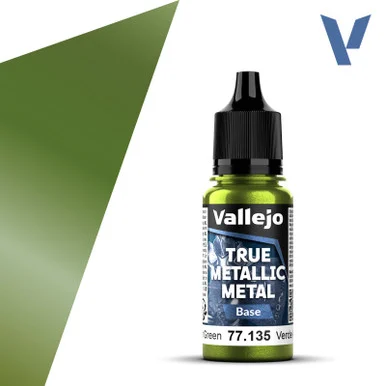 Vallejo 77135 Amber Green, Base True Metallic Metal 18ml Bottle