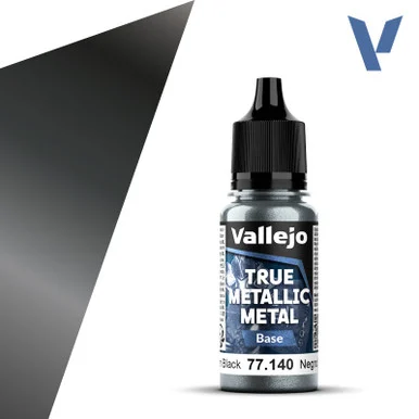 Vallejo 77140 Obsidian Black, Base True Metallic Metal 18ml Bottle