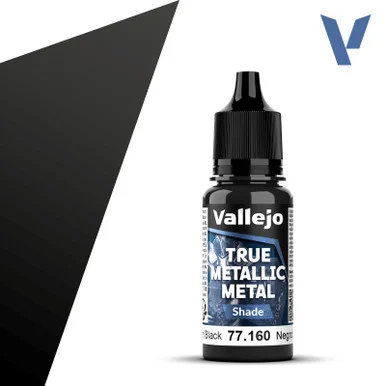 Vallejo 77160 Obsidian Black, Shade True Metallic Metal 18ml Bottle