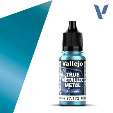 Vallejo 77172 Hydra Turquoise, Airbrush True Metallic Metal 18ml Bottle