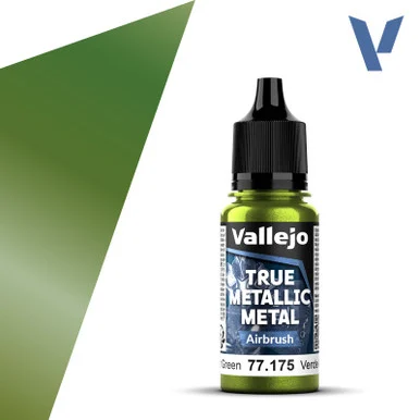 Vallejo 77175 Amber Green, Airbrush True Metallic Metal 18ml Bottle