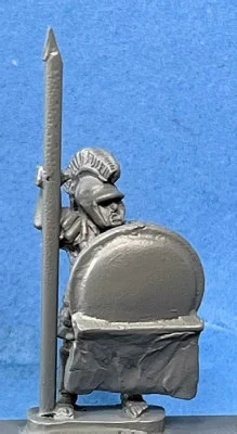 PIG030111 - Hoplites with skirted shields standing with spear vertical