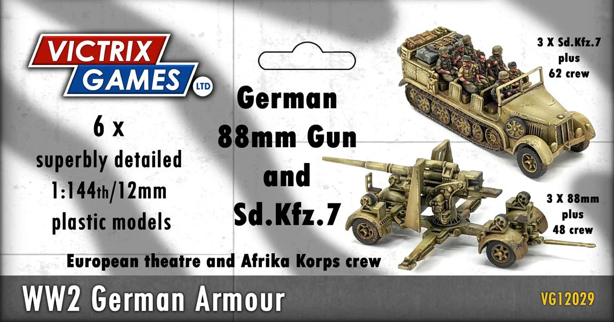 Victrix WWII German 88mm Gun and Sd.Kfz.7 – 1:44 (12mm) Scale Plastic Miniatures Set