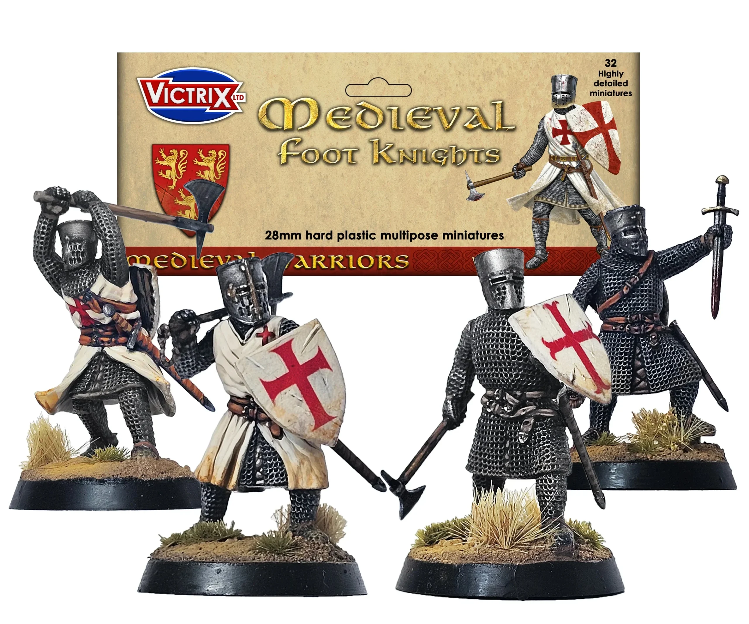 Victrix Ltd Medieval Foot Knights – 28mm Scale Historical Miniatures Set