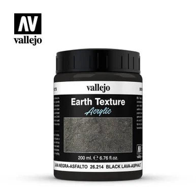 Vallejo 200ml Bottle Black Lava Earth Texture Effect