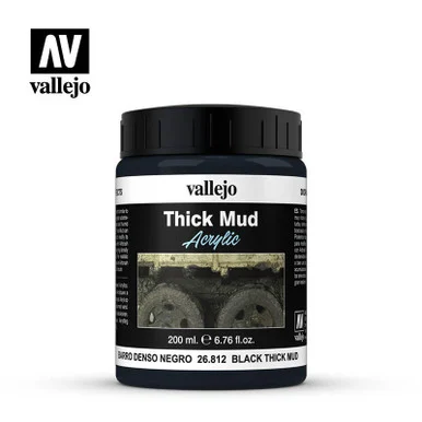 Vallejo 200ml Bottle Black Thick Mud Diorama Effect