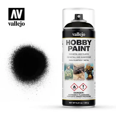 Vallejo Paint Black Solvent-Based Acrylic Primer 400ml Spray