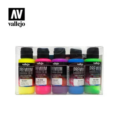 Vallejo Paint 60ml Bottle Fluorescent Premium Paint Set (5 Colors)