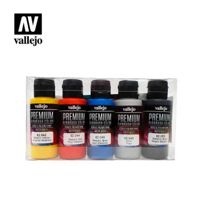 Vallejo Paint 60ml Bottle Metallic Premium Paint Set (5 Colors)