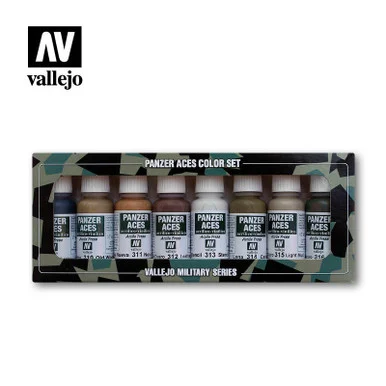 Vallejo Paint 17ml Bottle Panzer Aces Paint Set #2 (8 Colors: #309-316)