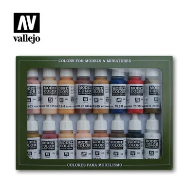 Vallejo Paint 17ml Bottle Face & Skin Tones Model Color Paint Set (16 Colors)