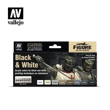 Vallejo Paint 17ml Bottle Blacks & Whites Model Color Paint Set (8 Colors)