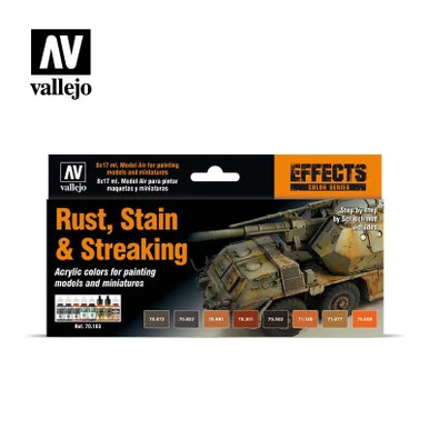 Vallejo Paint 17ml Bottle Rust, Stain & Streaking Model Color Paint Set (8 Colors)