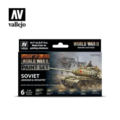 Vallejo Paint 17ml Bottle WWII Soviet Armour & Infantry Wargames Paint Set (6 Colors)